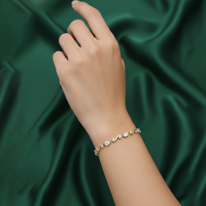 White Stone S Shape Bracelet with Adjustable Link