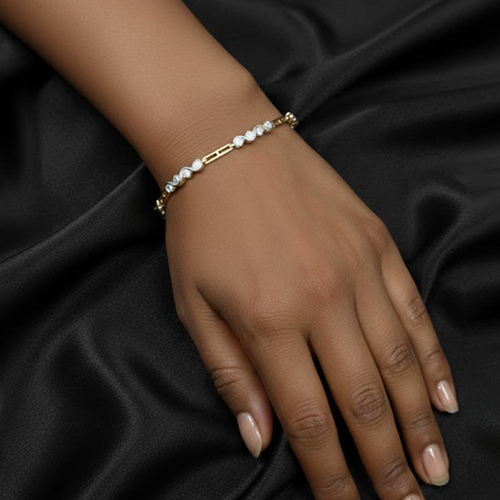 White Multiple Stone Bracelet with Adjustable Link