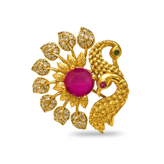 Gold Plated Ring With Peacock Design