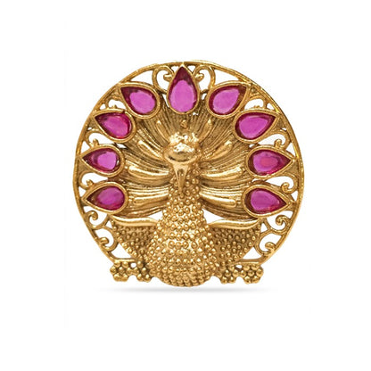 Gold Plated Ring With Peacock Design