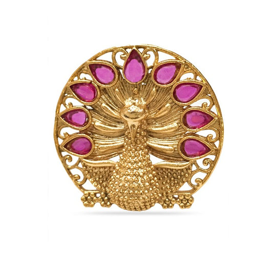 Gold Plated Ring With Peacock Design