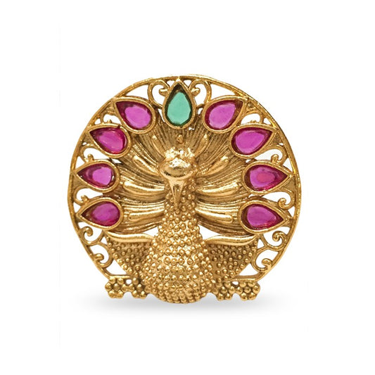 Gold Plated Ring With Peacock Design