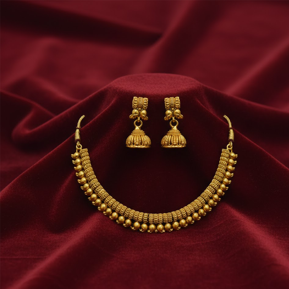 Chocker Necklace  & Jhumka With Maanga Design