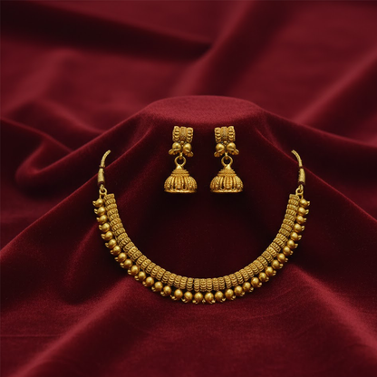 Chocker Necklace  & Jhumka With Maanga Design