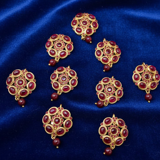 Set of Nine Hair Jewellery Red Kemp Stones