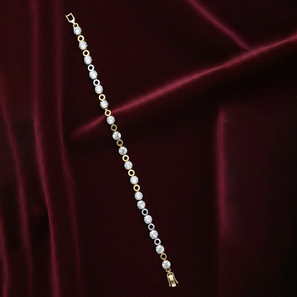 White Round Stone Bracelet with Adjustable Link