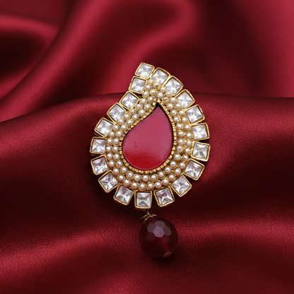 Saree Pin - Manga Design Red With White
