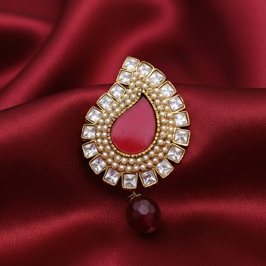 Saree Pin - Manga Design Red With White