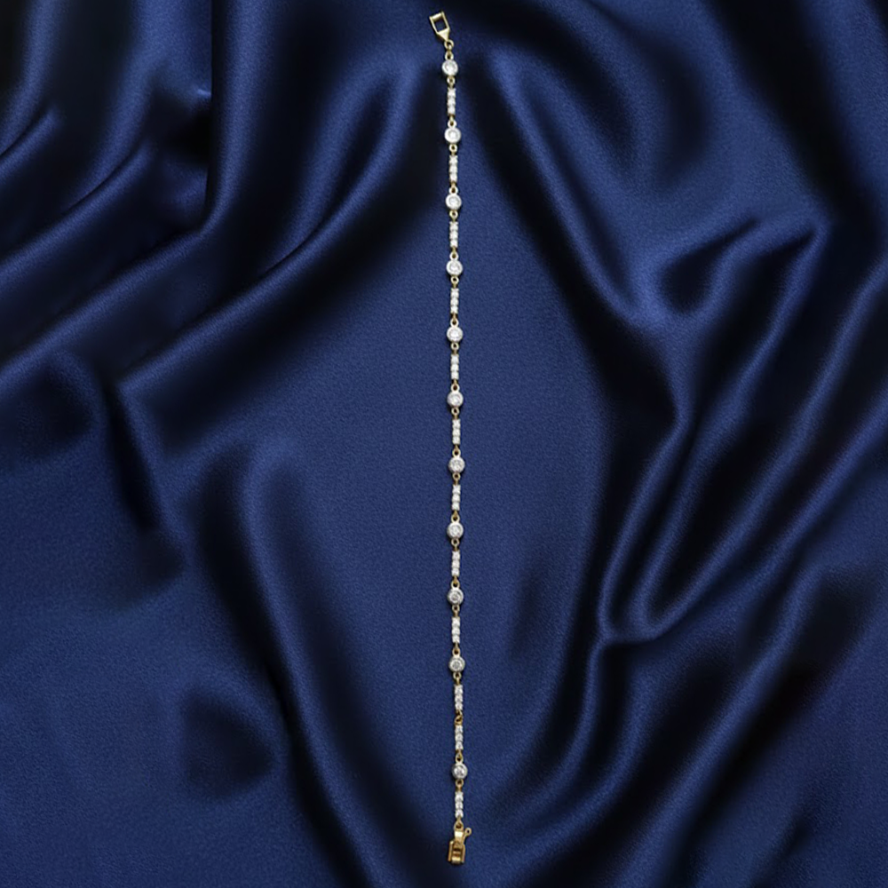White Stone Triple Line Bracelet with Adjustable Link