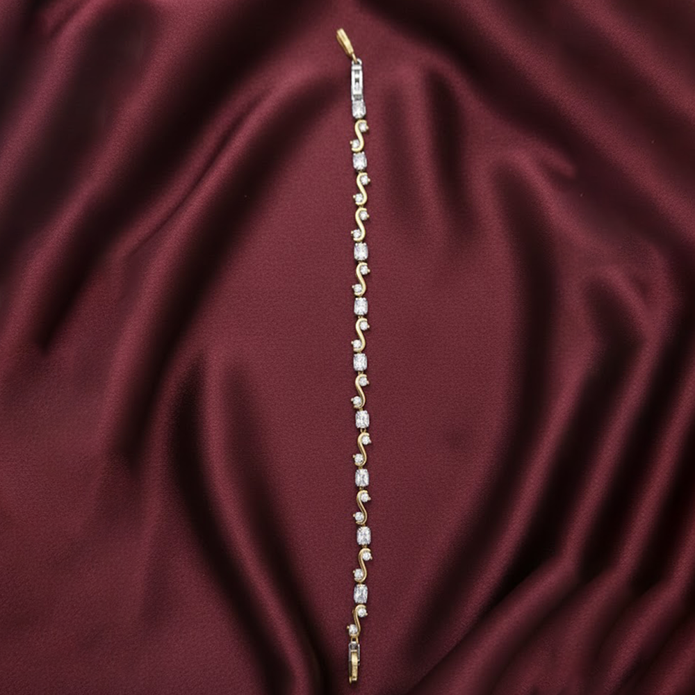 White Stone S Shape Bracelet with Adjustable Link
