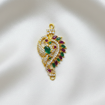 Peacock Design Pink With Green Stone Mogappu
