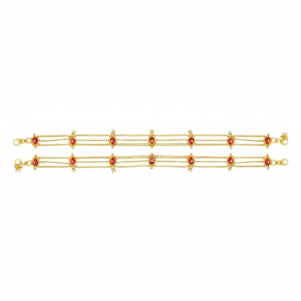 Red Stone Hanging Chain Anklet