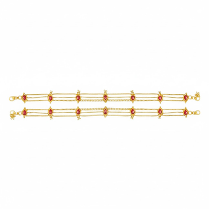 Red Stone Hanging Chain Anklet