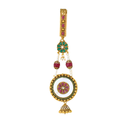 White Round Flower Pattern Hanging Jumki Saree Hanger