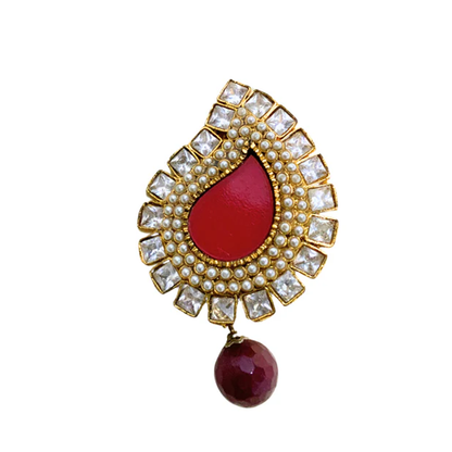 Saree Pin - Manga Design Red With White
