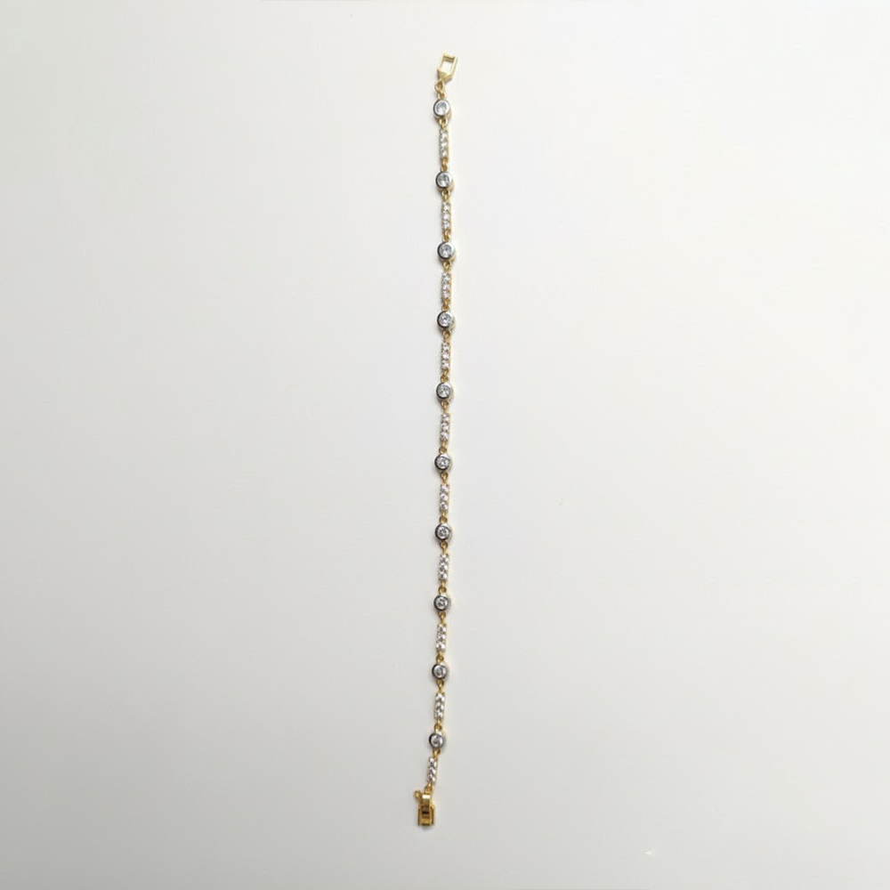 White Stone Triple Line Bracelet with Adjustable Link