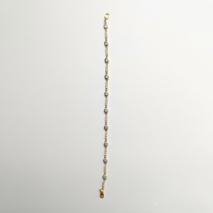 White Stone Triple Line Bracelet with Adjustable Link